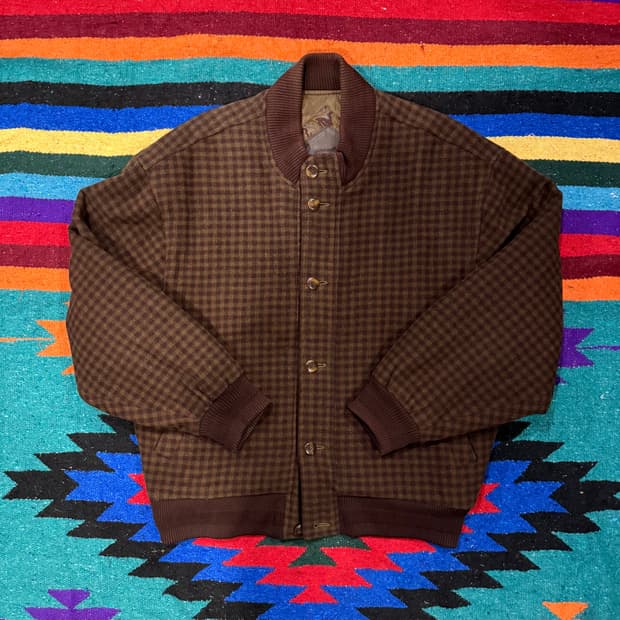 Lanvin paris 빈티지 울 해링본 체크 봄버 자켓 105-110