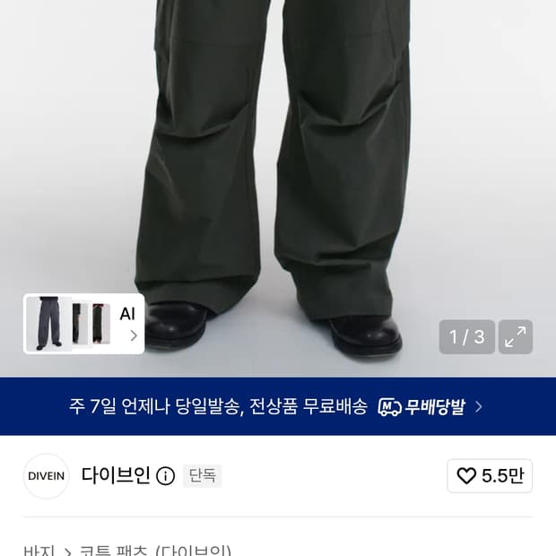 다이브인 베른카고팬츠V2