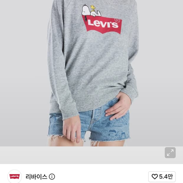 리바이스 맨투맨 스누피 M