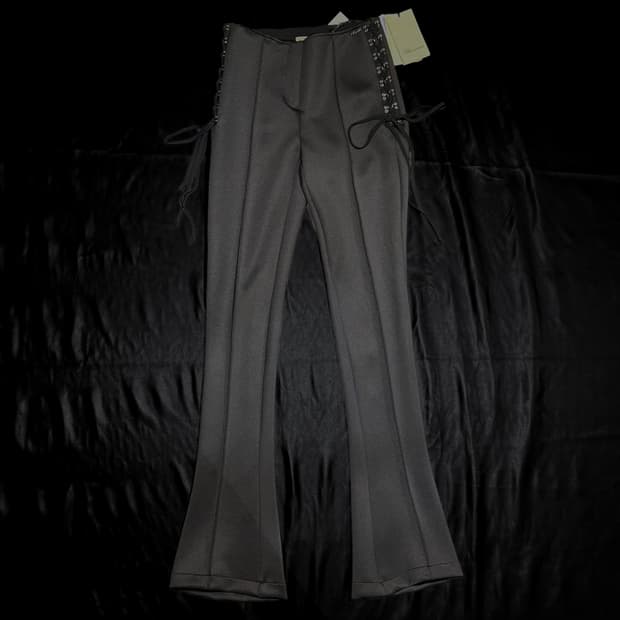 블루마린 레이스업 디테일 팬츠