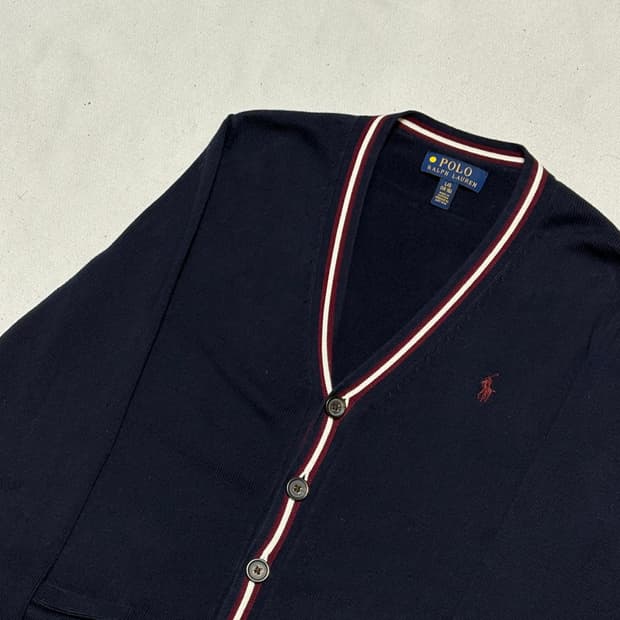 L 폴로랄프로렌 여성용 브이넥 네이비 가디건