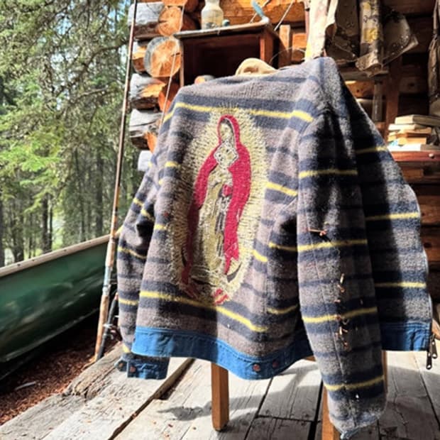 캐피탈 11.5온즈 데님 마리아 집 업 워크 자켓 인디고