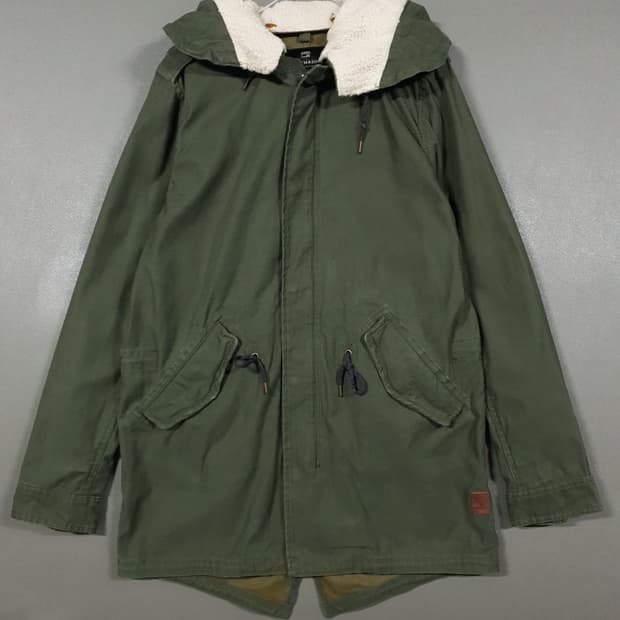 100) 스카치앤소다 피쉬테일 M65 야상 쉐르파 후드 자켓 파카 카키