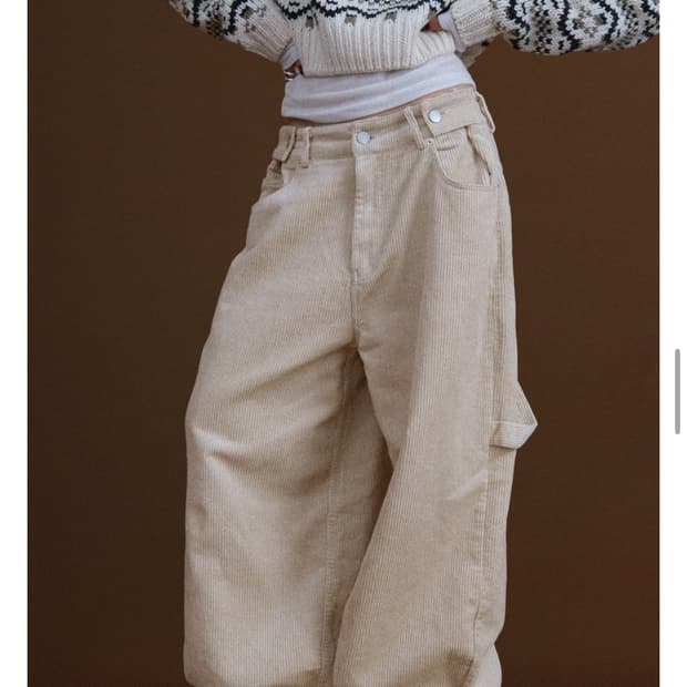어텀 자체제작 비죠 코듀로이 카펜터 팬츠 아이보리 바지 made