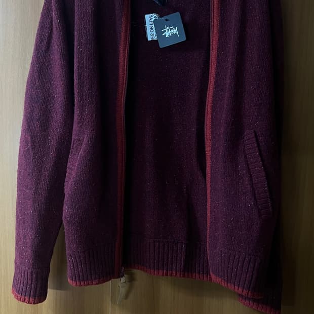 stussy granite full zip neck red