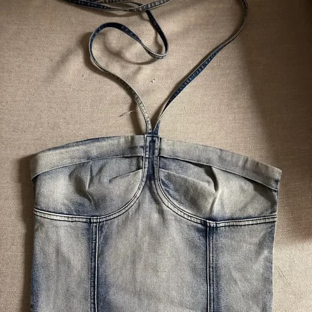 사이더 CIDER 데님 홀터넥 뷔스티에