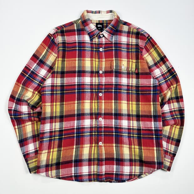 스투시 써멀 플란넬 울 체크셔츠 남방 L