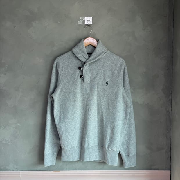 폴로 랄프로렌 숄카라 코튼 반집업 그레이