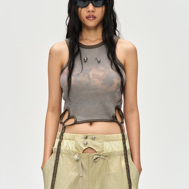 앤더슨벨 에센셜 카모플라쥬 핸드 브레이디드 와플 탱크탑 S