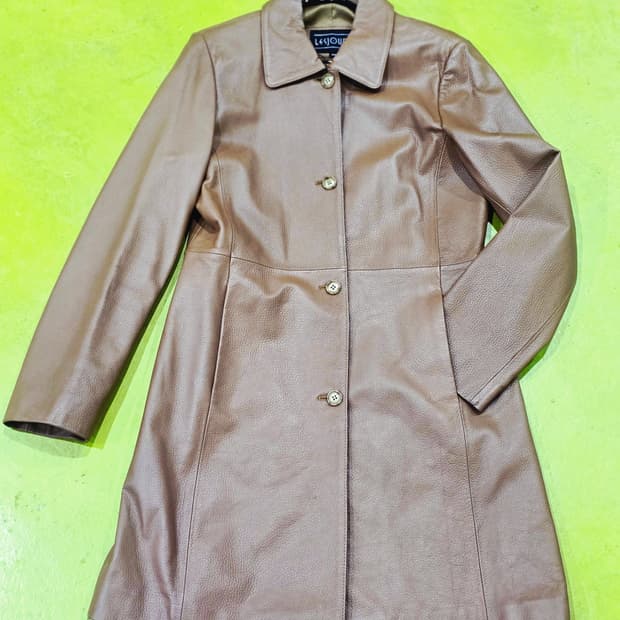 레쥬르 브라운 양가죽 레더 코트