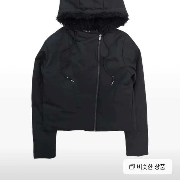 우화 퍼 후드 크롭 패딩