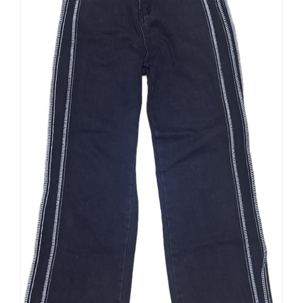 미오 와이드 데님 팬츠 스티치 포인트