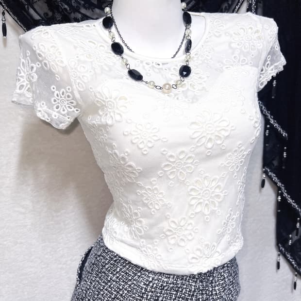 로맨틱갸루 로걀 시스루레이스 망사 반팔탑 히메 오네 아게하 헤이세이 섹시