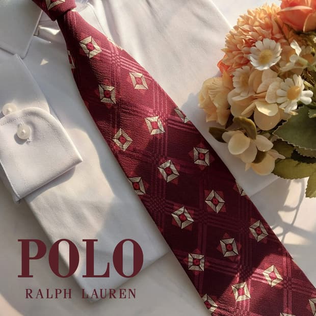 폴로랄프로렌 실크 기하 패턴 넥타이 10.4cm A+등급 K1448
