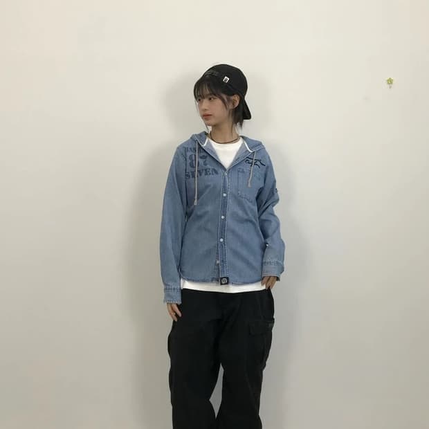 Banana Seven Graphic Denim Hood Shirt