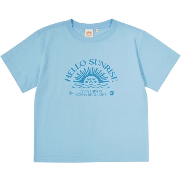 헬로선라이즈 우먼 아치로고 숏슬리브티 스카이 블루