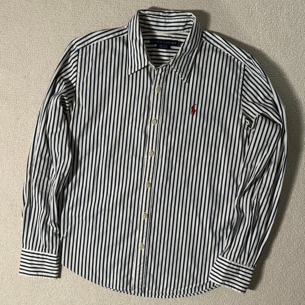 빈티지 랄프로렌 스트라이프 레드 스몰로고 셔츠