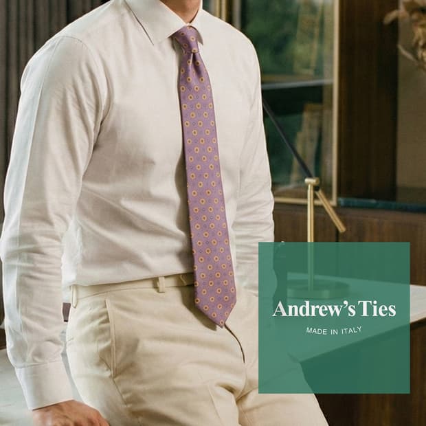 앤드류스 타이 실크 퍼플 도트 패턴 넥타이 9cm A등급 K1734
