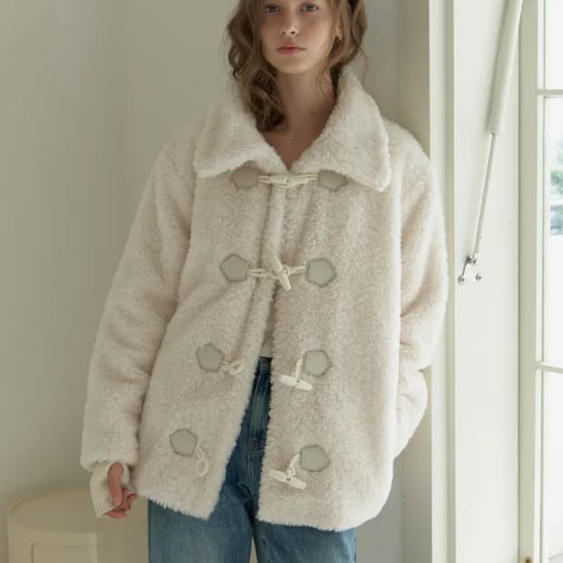 리엘 Duffle fur half coat (cream)