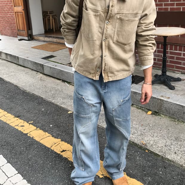 빈티지 워싱 크롭 트러커 자켓 베이지