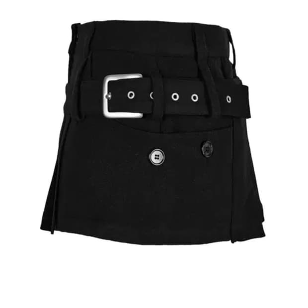 세릭 카고 버클 스커트 블랙
