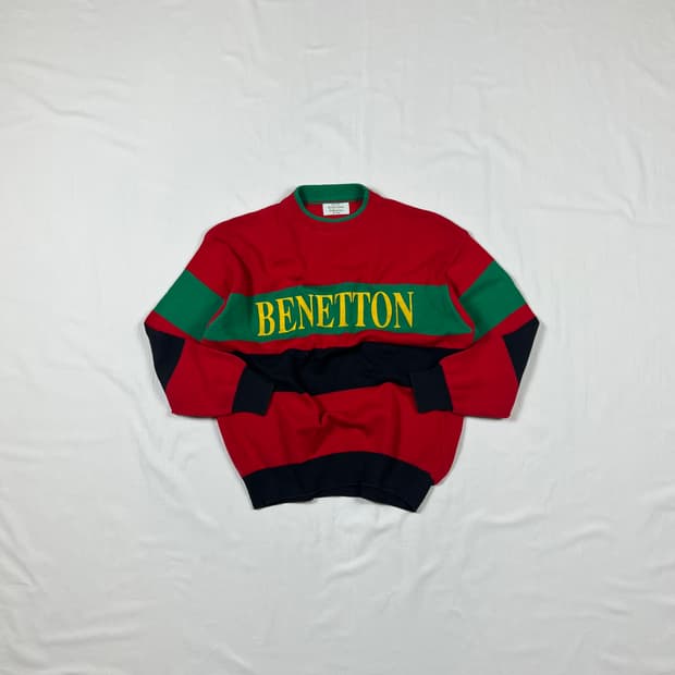 90‘s 유나이티드컬러스오브베네통 benetton 레터링 니트