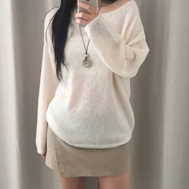 뮤즈드몽드 알파카 니트 아이보리 에이블리지그재그