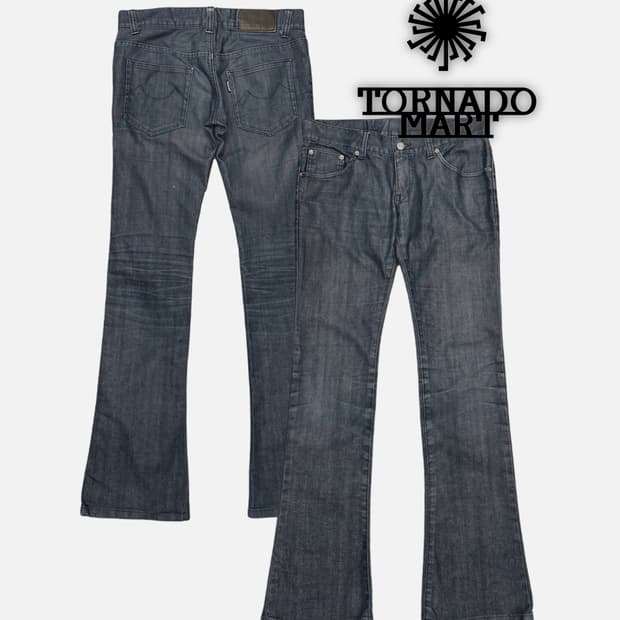 low-rise boot-cut navy jean