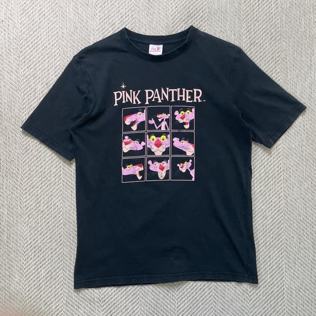 빈티지 핑크팬더 일러스트 반팔티셔츠 