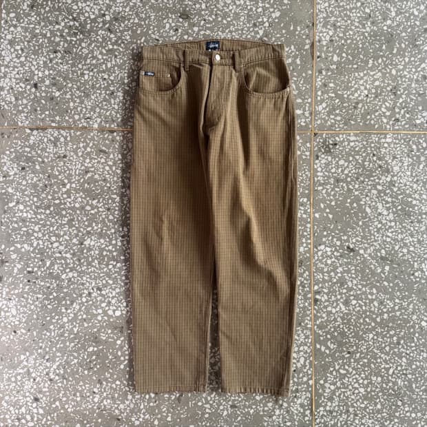 90s 올드 스투시 체크 팬츠