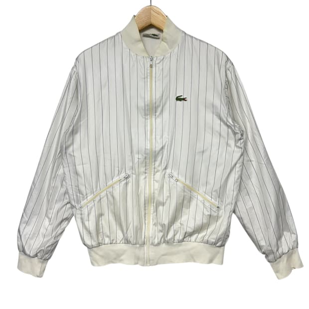 라코스테 스트라이프 블루종 나일론 자켓