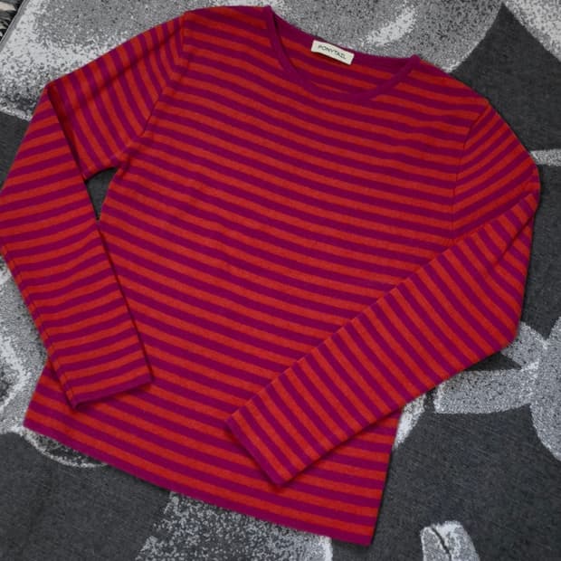 포니테일 ponytail 스트라이프 니트티 드래곤후르츠 색상