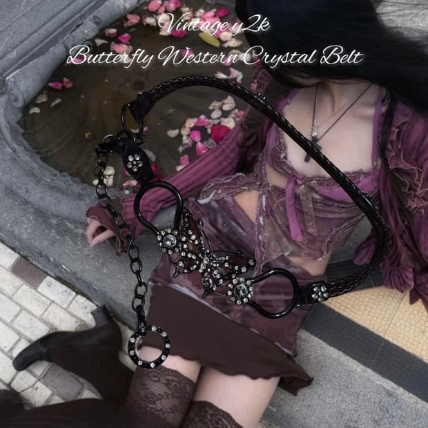 Vintage y2k Butterfly Western Crystal Be