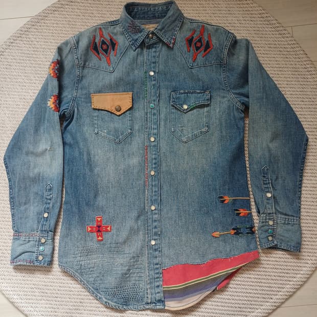 [희귀] 폴로 랄프로렌 사우스웨스턴 사시코 자수 데님 셔츠 (XS)