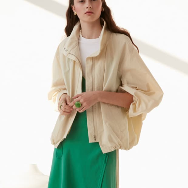 엔오르 바스락 볼륨슬리브 오버사이즈 집업 점퍼