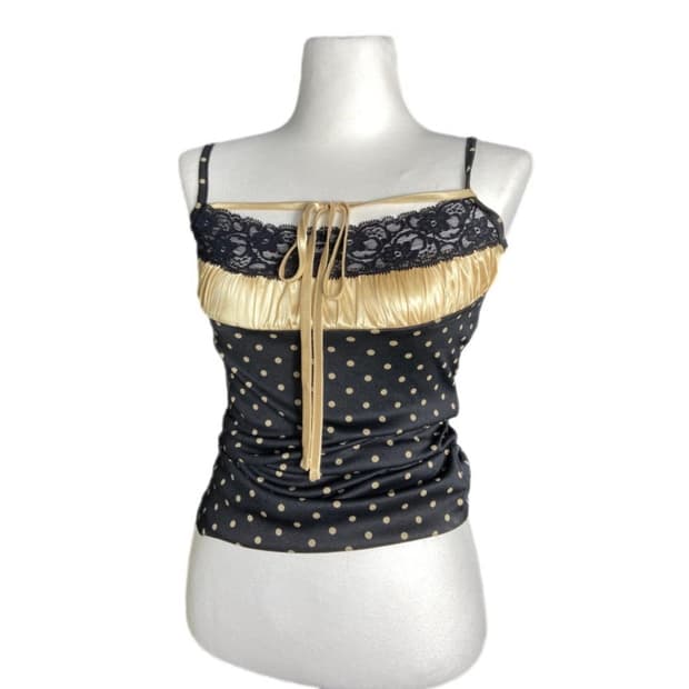 도트 골드 캐미솔 슬리브리스