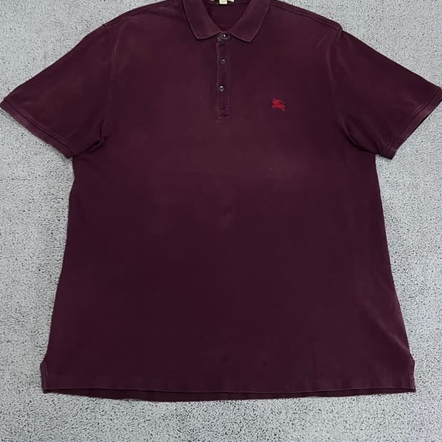 (XXL) 버버리 버건디 반팔 카라 티