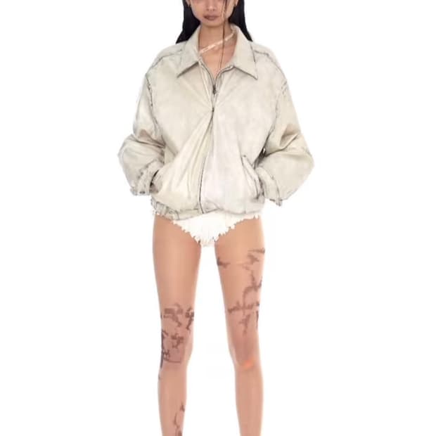 bonnae 본네 엠브로이더드 레더 자켓 아이보리