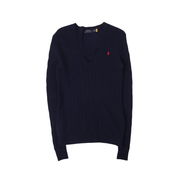 폴로 랄프로렌 qr 네이비 울 캐시미어 브이넥 니트