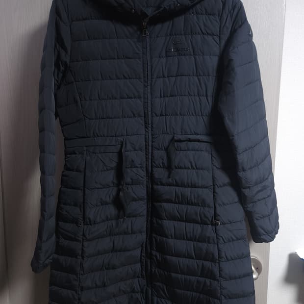 아이더 경량 거위털 후드 롱 패딩자켓, M