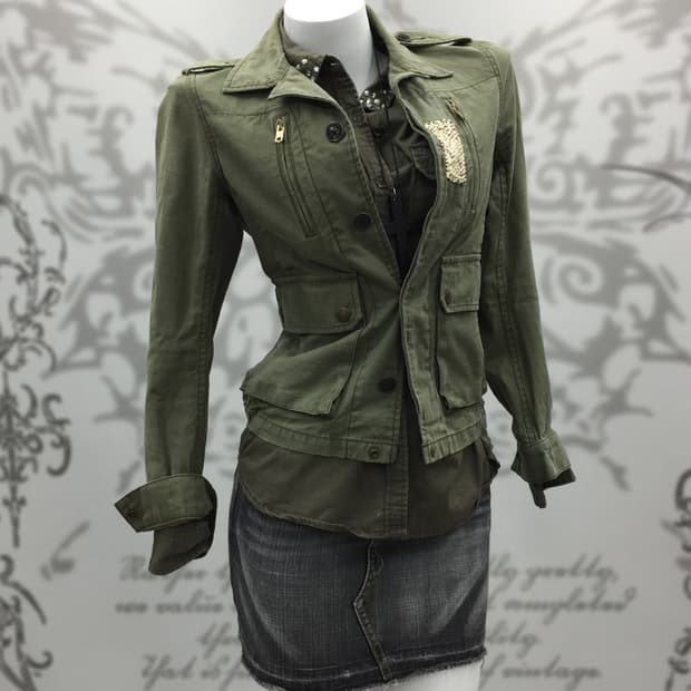 Khaki cubic point jacket