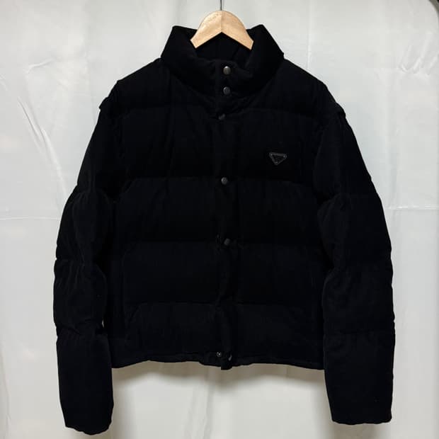 [S+급/M] 프라다 코듀로이 다운 패딩 자켓 블랙
