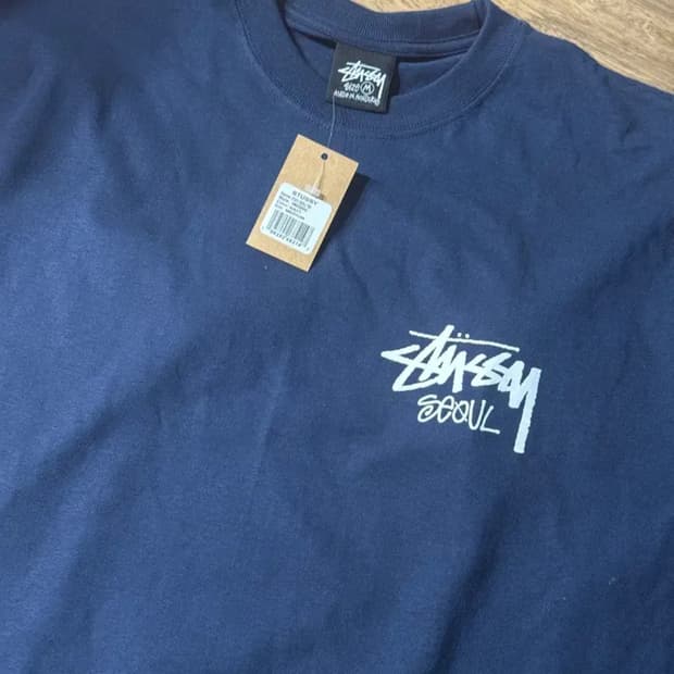 스투시 서울 네이비 반팔 티셔츠 M 도산