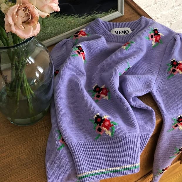 메모오피셜 니트 부케 - 바이올렛