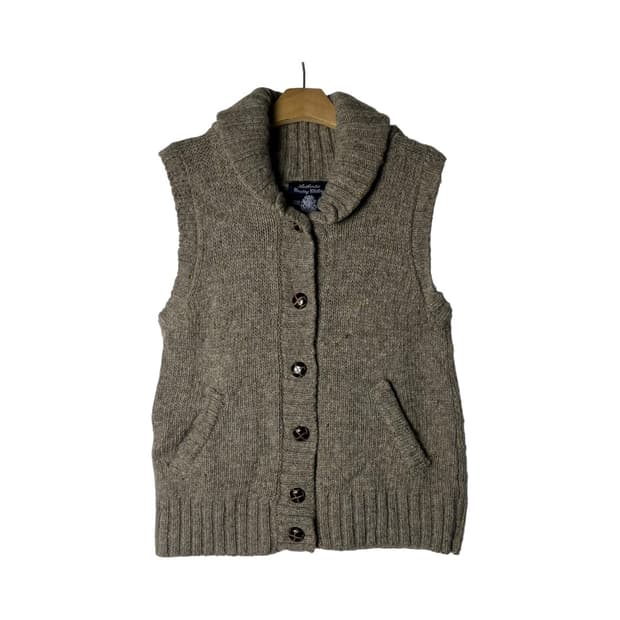 [JPN] 빈티지 브레드버튼 숄카라 니트 베스트