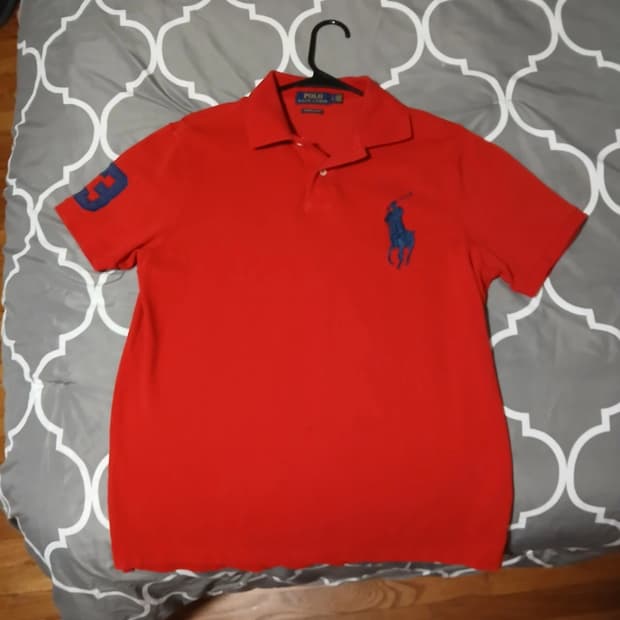 폴로 랄프로렌 빅포니 반팔 카라티 레드 네이비