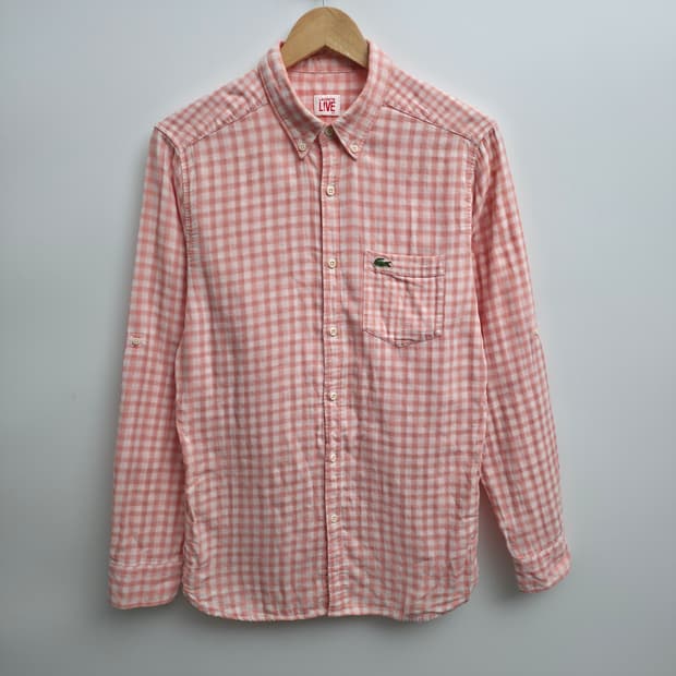 [S] 라코스테 라이브 체크 셔츠 핑크
