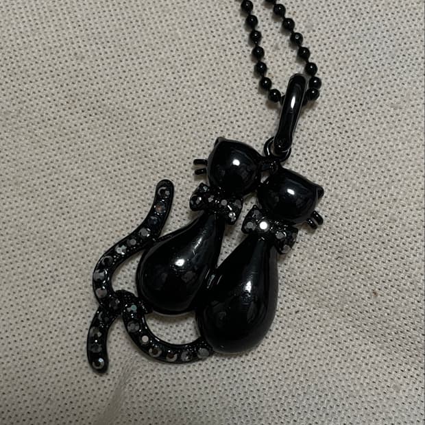 빈티지 블랙 고양이 목걸이