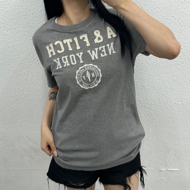 아베크롬비 뉴욕 그레이 반팔 L