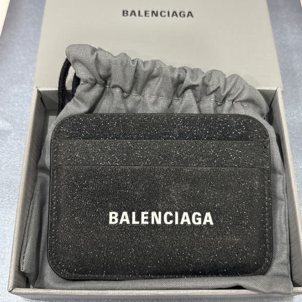 발렌시아가 글리터 카드지갑 블랙
